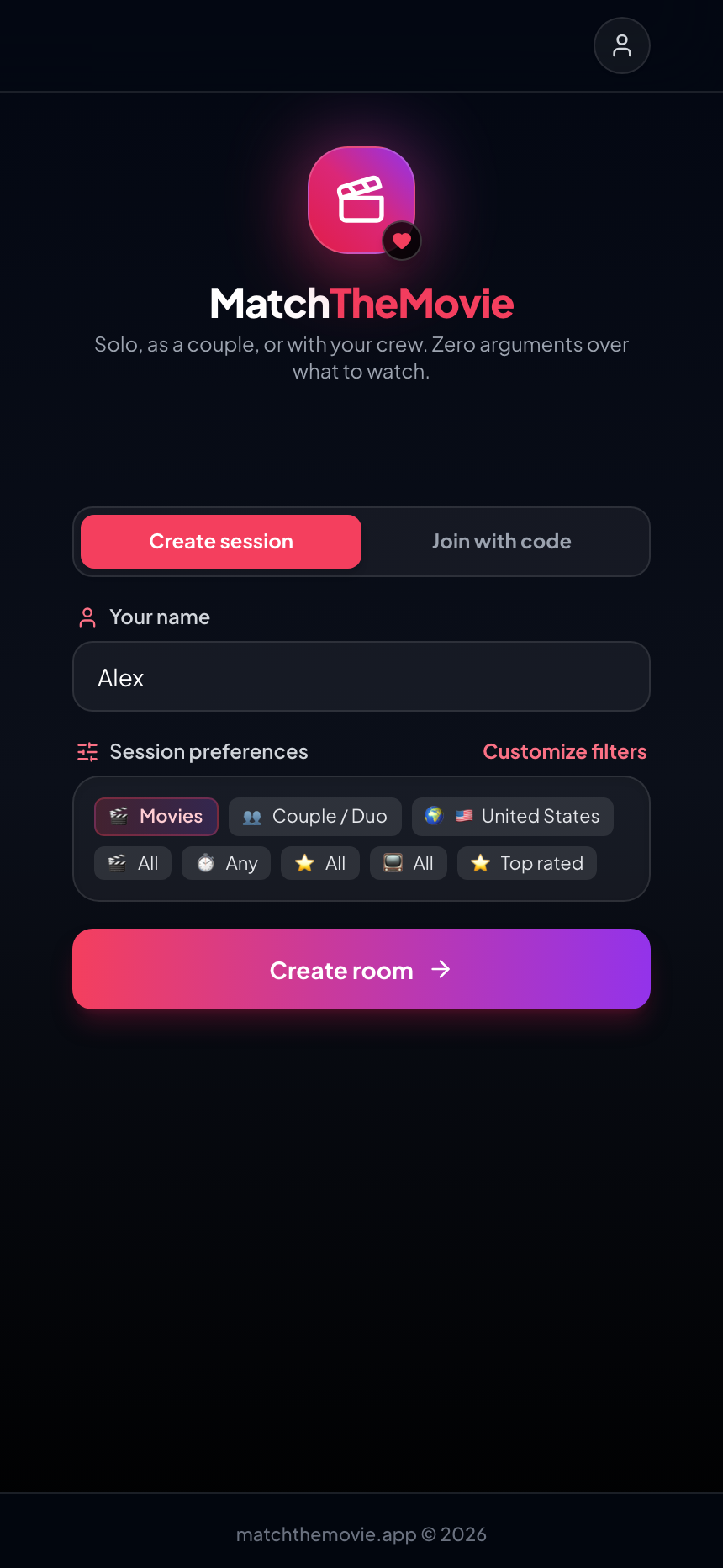 Choose mode on Home Screen