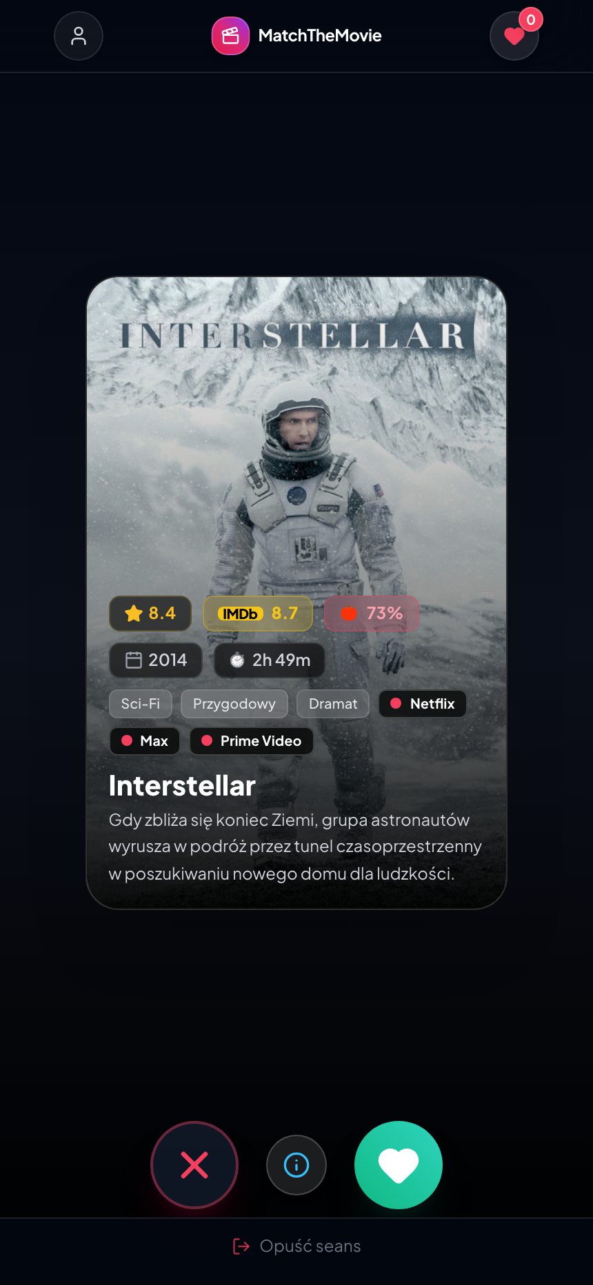MatchTheMovie Deck Interface