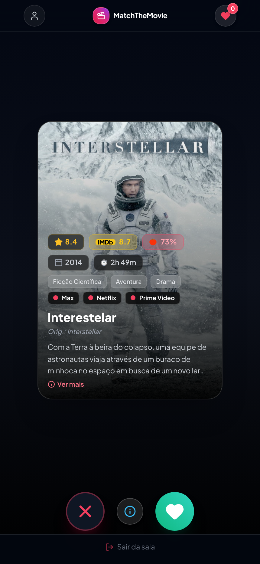 MatchTheMovie Deck Interface
